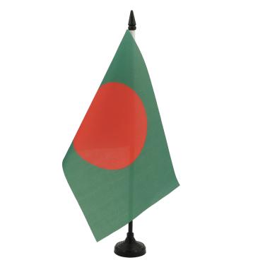 Imagem de Bandeira de mesa de Bangladesh 12 cm x 20.3 cm - Bandeira de mesa de Bangladesh 21 x 14 cm - Bastão e base de plástico preto - AZ FLAG
