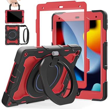 Imagem de ROISKIN Capa para iPad 9ª 8ª geração (iPad 10,2 polegadas) com protetor de tela HD para crianças [proteção contra quedas de 4,5 metros] Capa robusta para iPad 9 8 7 Gen 2021/2020/2019 com alça de