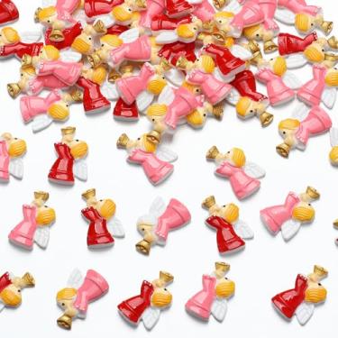 Imagem de Giegxin 60 peças miniatura de anjo de Natal para artesanato, mini cena de anjo de Natal, estatuetas de resina, artesanato de Natal, minúsculo, decoração religiosa de Cristo para Natal, artesanato faça