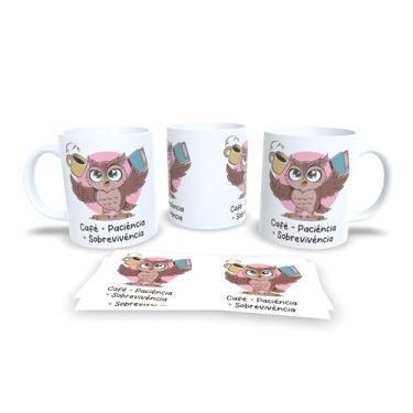 Imagem de Caneca de Café com Coruja Rabugenta, Porcelana Branca, Design Divertido com Texto em Português, Presente para Amantes de Café (18997)