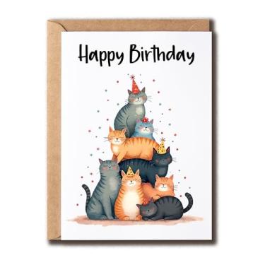 Imagem de ZoZi9xDesigns Cartão de aniversário de gato - feliz aniversário - cartão fofo - mãe gato - engraçado - amante de animais - donos de animais de estimação - presente para amigos da família