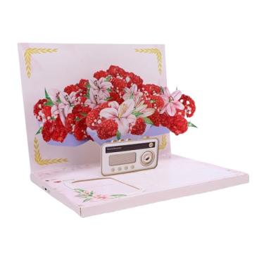 Imagem de Jopwkuin Cartão de Felicitações de buquê Pop-up 3D Com Gravação de Voz para Aniversário, Dia das Mães, Escultura Floral Artesanal para Formatura de Casamento, Inserção de Foto, Material ABS