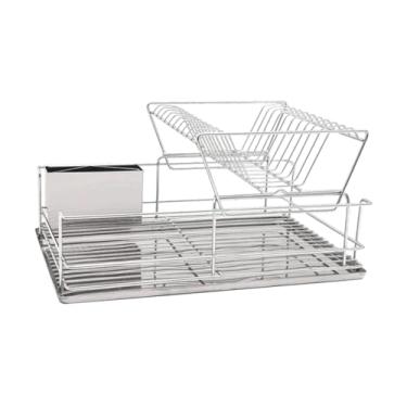 Imagem de Bothyi Escorredor de pratos multiuso 2 camadas organizador de talheres prateleira de secagem de pratos escorredor de pratos de cozinha para balcão
