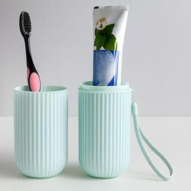 Imagem de kit 02 Porta Escova Dentes Viagem Estojo Com Alça Duhome, Verde