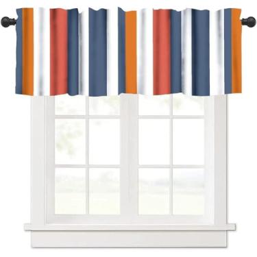 Imagem de Cortinas listradas para janela, listras coloridas, geométricas, abstratas, clássicas, estéticas, listras, paralelas, cortina, para casa de fazenda, quarto, sala de estar, cozinha, 137 x 45 cm