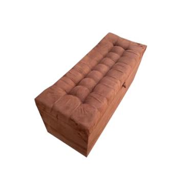 Imagem de Puff Baú Organizador 1 Metro com Assento Estofado - MDF 15mm, Suporta 180kg - Pronto para Uso(Terracota,Rodizios c/travas)
