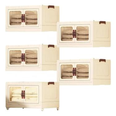 Imagem de Prateleira Armário Nicho Organizador Estante Escritório Casa Vertical Leve Plastico 5 Compartimentos(5,Marrom Escuro)