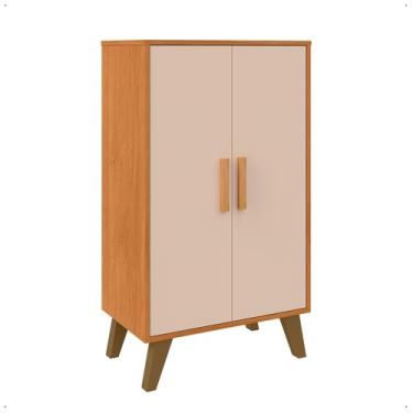 Imagem de Armário Sapateira Organizador Multiuso Prático Quarto Com Rodízios ou Pés 2 Portas(Mobi madeira off white)