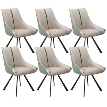 Imagem de SPXMQSS Cadeiras de mesa de jantar, cadeiras de jantar giratórias com apoios de braços e pernas de metal, cadeira estofada de sala de estar com encosto para sala de estar, recepção, restaurante, cinza