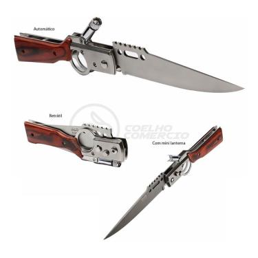 Imagem de Canivete Carabina Com Lanterna Dobrável Aço Inox