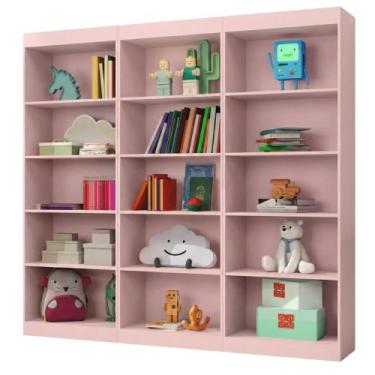 Imagem de Kit 3 Estantes Livreiro Office Multiuso 12 Prateleiras Rose J&A - J & 