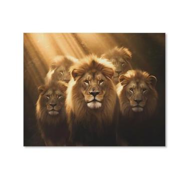 Imagem de HouLaiZhe Pôster animal leão luz solar efeito Tyndall parede estética pôsteres decoração de quarto pintura de parede galeria sala decoração de parede para quarto sala de estar escritório 16 x 20