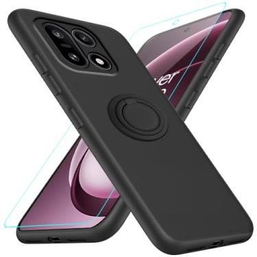 Imagem de Nijiadi Capa de telefone compatível com Oneplus 15 com protetor de tela, suporte de anel giratório de 360° com suporte/suporte de silicone TPU à prova de choque capa protetora para Oneplus 1+ 15 5G