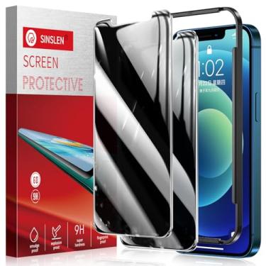 Imagem de Sinslen Pacote com 2 protetores de tela de privacidade para iPhone 12/iPhone 12 Pro, película de vidro temperado anti-espião, dureza 9H, fácil instalação, sem bolhas [6,1 polegadas]
