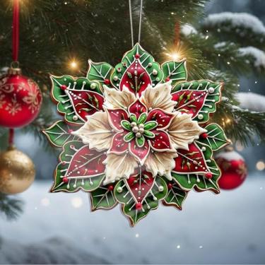 Imagem de Enfeites de Natal, flores de cristal, enfeites de árvore de Natal feitos à mão, decoração de carro e casa - presentes de Natal, decoração de artesanato em acrílico, ideias de troca de presentes para