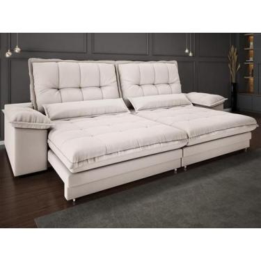 Imagem de Sofa Bergamo 2,90m Assento Retratil e Reclinavel Velosuede Areia - NET