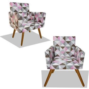 Imagem de kit 2 poltrona nina triangulo rosa - am decor