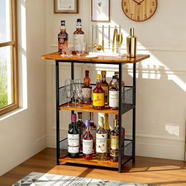 Imagem de Xixi Home Rack de vinho trapézio de 3 camadas, prateleiras de armazenamento de vinho, suporte de garrafa de vinho independente, suporte de exibição de garrafa de licor de canto para armários de bar de