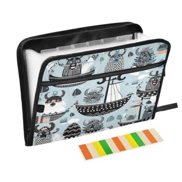 Imagem de Wassud Barco cinza marinho com 13 bolsos, organizador de arquivos sanfonados, pastas expansíveis com abas e adesivos, organizador de pastas de documentos de recibo de papel tamanho carta A4 para