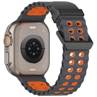 Imagem de Pulseira De Silicone esportiva com fivela Preto para iwatch Ultra 1 2 E 3 49mm Iwatch 11 10 9 8 7 6 5 4 3 2 1 44mm 45mm 46mm 49mm - Cor Preto (Cinza Espacial com Laranja)
