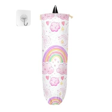Imagem de xigua Suporte de parede colorido arco-íris para saco de plástico com cordão, pacote com 2, organizador de sacolas de compras reutilizáveis, decoração para bolsas, meias, roupas íntimas e gravatas