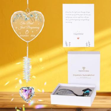 Imagem de Presentes de noivado para casais, apanhador de sol de cristal para recém-noivos, enfeite de presente de cristal pendurado, decorações de parabéns para amigos recém-noivos 2026