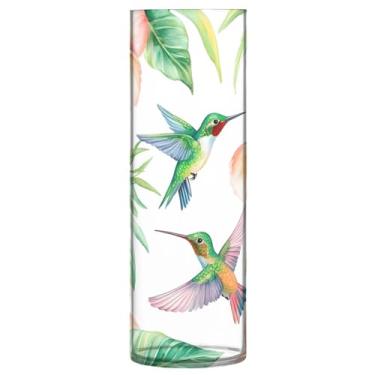 Imagem de CEBUGI Vaso de flores e beija-flores 10 x 30 cm Vaso cilíndrico para flores, vaso transparente inquebrável para decoração de casa de festa de casamento