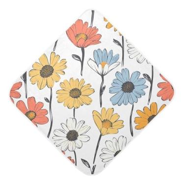 Imagem de STAYTOP Toalhas de bebê lindas pétalas coloridas com capuz de musselina, toalha de banho super macia, toalhas de banho absorventes para banho recém-nascido unissex 76 x 76 cm