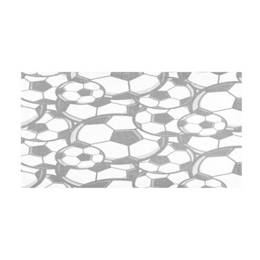 Imagem de BOESI Tapete de futebol preto e branco, tapete de banheiro de pelúcia, absorvente e antiderrapante, lavável na máquina, para banheiro, quarto, corredor, passagem, 99,1 x 50,8 cm