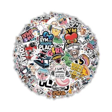 Imagem de Pacote de adesivos de ginástica 60 peças – Citações engraçadas de fitness, animais de treino, motivação para academia, humor de halterofilismo e ícones de exercícios – Perfeito para garrafas de água