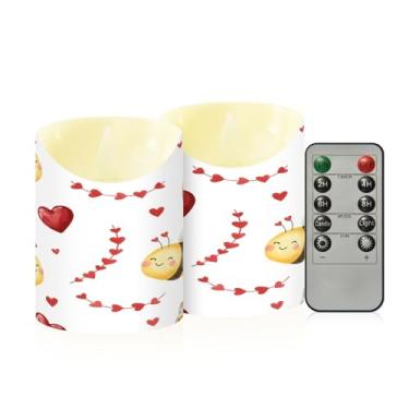Imagem de Wassud Pacote com 2 velas sem chama de abelhas e corações com controle remoto, velas realistas cintilantes com temporizador, velas decorativas para Natal, casamento, festa, decoração de casa pequena