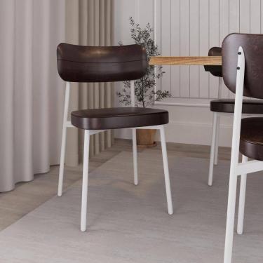 Imagem de Conjunto 6 Cadeiras de Jantar Revest Sintético Est.Branca