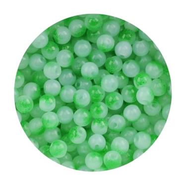 Imagem de Contas de vidro de 8 mm para fabricação de joias, 200 peças coloridas sortidas lindas contas de vidro redondas a granel para pulseira, artesanato, brincos, colar, amizade (verde 8 mm)