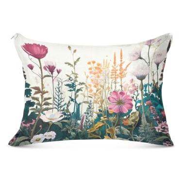 Imagem de Fronha de almofada colorida floral floral grande fofa com zíper longo padrão queen king size fronha fofa para sofá de cama de casa, tamanho do corpo, 53 cm x 137 cm