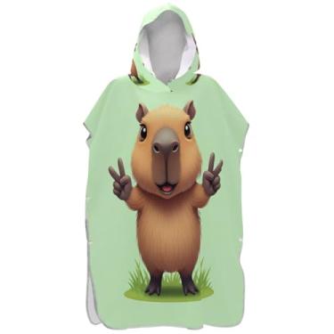 Imagem de Joisal Bonito, engraçado, capivara, surfe, poncho para adulto, trocador de roupa, toalhas de banho com capuz, ponchos para adultos vestíveis para mulheres