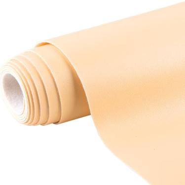 Imagem de Ramya Folha de couro sintético liso de 40,6 x 137 cm, usada para diferentes projetos de processo DIY, brincos de couro, estofados, rolo de couro em várias cores (Cáqui)