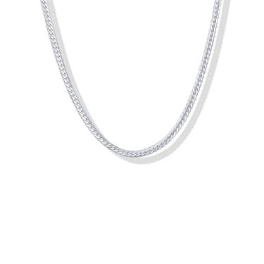 Imagem de PAVOI Corrente plana grande banhada a ouro 14K à prova d'água, 16+2", Ouro branco, Sem Pedra Preciosa