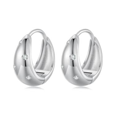 Imagem de GemKing Brincos de argola torcida BSE1147, Prata esterlina, Sem Pedra Preciosa