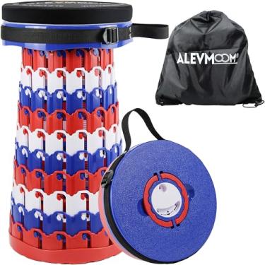 Imagem de ALEVMOOM Banqueta dobrável GG de 46 cm atualizada com almofada, bancos dobráveis portáteis para adultos com capacidade de 362 kg, banquinho telescópico leve para acampamento, viagem, pesca, trilhas