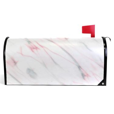 Imagem de TSENQUE Capas magnéticas para caixa de correio decorativa estética branca rosa claro vinil caixa de correio decorações de caixa de correio moderna tamanho padrão 52,6 x 45,8 cm