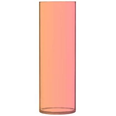 Imagem de Vasos altos de plástico com cores gradientes amarelo rosa lindos vasos cilíndricos decorativos para decoração floral de sala de estar, 30 cm x 9,9 cm