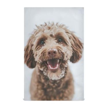 Imagem de Joisal Toalhas de prato decorativas vintage para cozinha desenho feliz cachorro nevado bonito chá toalhas de mão panos de prato panos de prato absorventes de secagem rápida 45 x 71 cm, pacote com 6