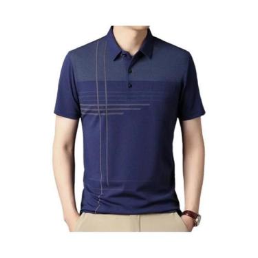 Imagem de Camisas polo coreanas para homens, camisas casuais de manga curta slim