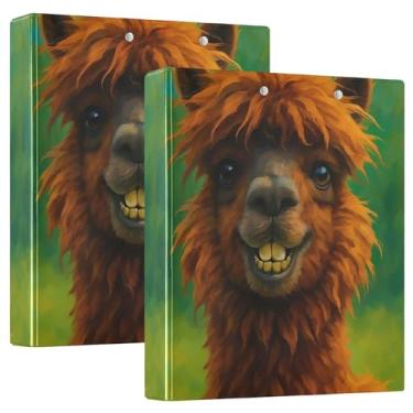 Imagem de Fichários personalizados engraçados de alpaca com três anéis de 3 cm, 200 folhas, fichário planejador, 31,5 x 27 x 6 cm, 1 pacote