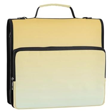 Imagem de Fichários de 3,8 cm (1 1/5.1 cm), 3 anéis, amarelos, dégradé ombré, zíper e zíper, bolsa escolar com alça de ombro, pasta de armazenamento de negócios com alça