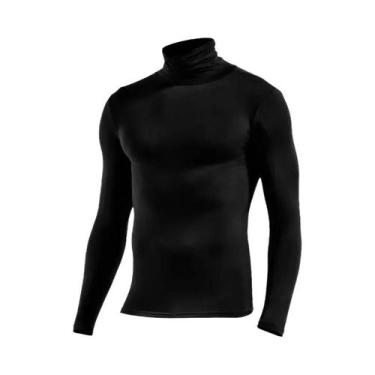 Imagem de Camiseta Térmica Masculina Slim Fit De Manga Longa Modal Com Gola Alta