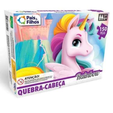 Imagem de Quebra Cabeça RAINBOW 150 PC - UNICORNIOS ROSA - Pais E Filhos Quebra-