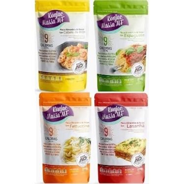 Imagem de Kit 04 Konjac Massas Tipo Cabelo de Anjo,Espaguete,Fettuccine,Lasanha de 270g