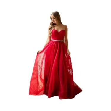 Imagem de Vestido De Noiva Elegante Em Tule Com Cinto De Pérolas Brancas, Modelo