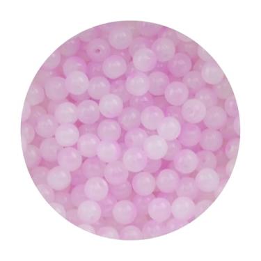 Imagem de Contas de vidro de 8 mm para fabricação de joias, 200 peças coloridas sortidas lindas contas de vidro redondas a granel para pulseira, artesanato, brincos, colar, amizade (rosa 8 mm)